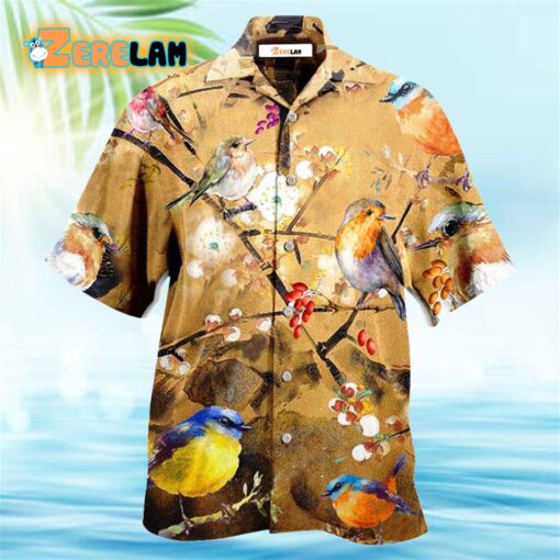 Robin The Bird Took Its Perch On A Tree Branch Hawaiian Shirt