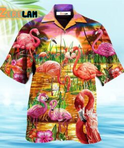 Romantic Sunset With Flamingo Hawaiian Shirt