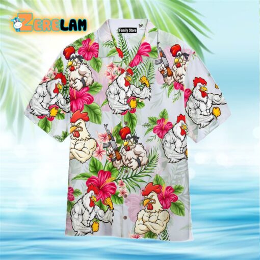 Rooster Fighter Tropical Hawaiian Shirt