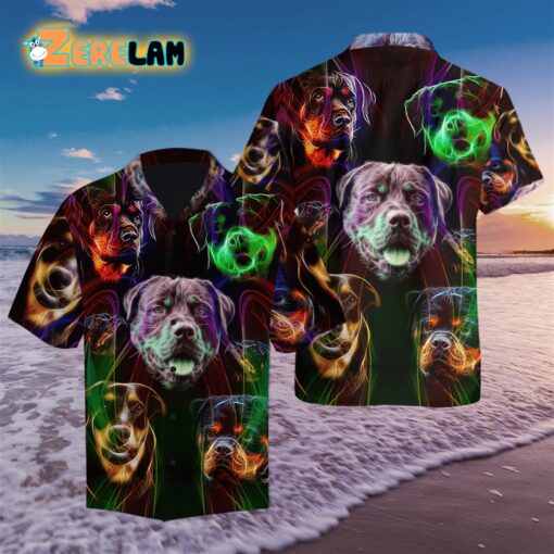 Rottweiler Colorful Tropical Leaves Hawaiian Shirt