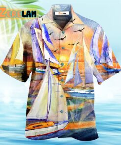 Sailing Beach Sunset Romantic Hawaiian Shirt