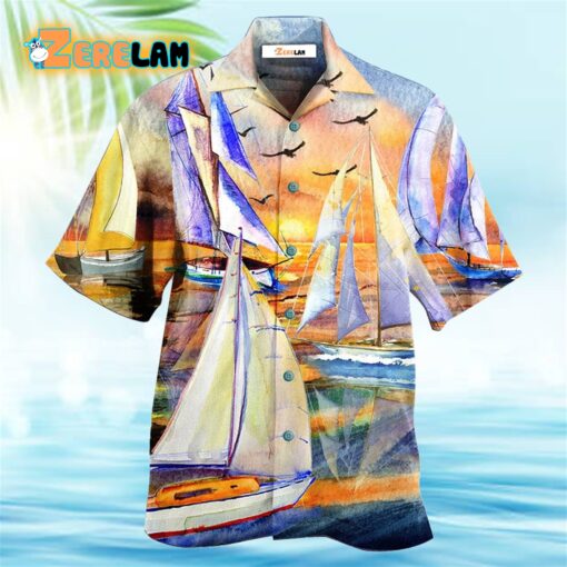 Sailing Beach Sunset Romantic Hawaiian Shirt