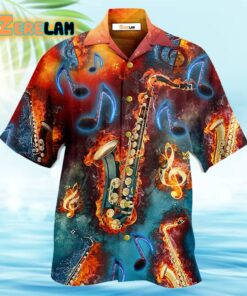 Saxophone Music Love It Red Black Blue Hawaiian Shirt