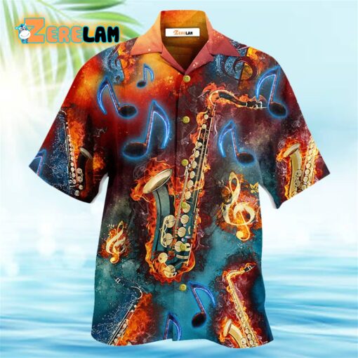 Saxophone Music Love It Red Black Blue Hawaiian Shirt