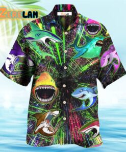 Shark Angry Neon Style Hawaiian Shirt