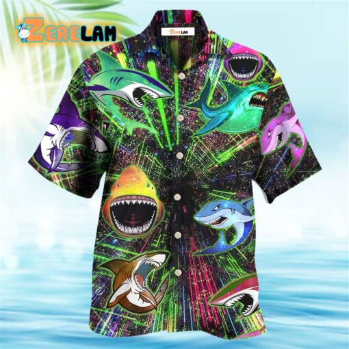 Shark Angry Neon Style Hawaiian Shirt