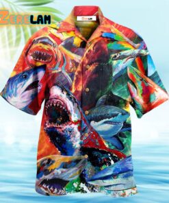 Shark Colorful Just Wanna Have Fun Hawaiian Shirt