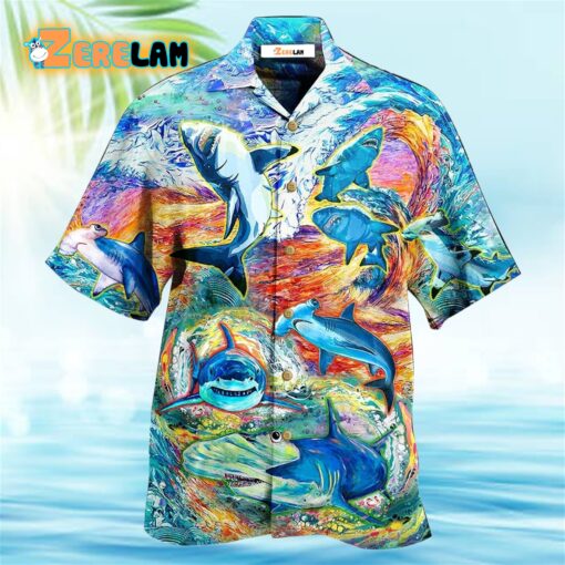 Shark Painting Color Hawaiian Shirt