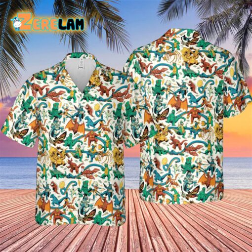 Showa Era Monsters Kaiju Battles Hawaiian Shirt