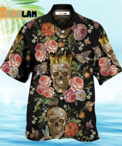 Skull And Flowers Art Hawaiian Shirt