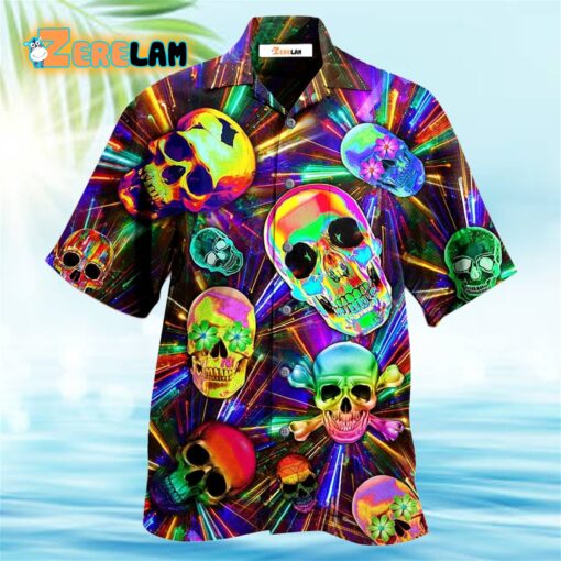 Skull Smile Happy And Fullcolor Hawaiian Shirt