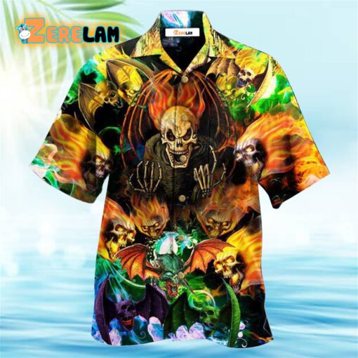 Skull With Bat Wings Hawaiian Shirt