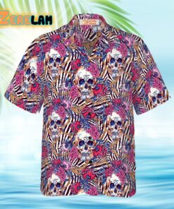 Skull With Roses On Zebra Background Hawaiian Shirt
