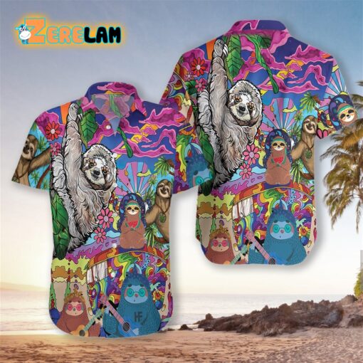 Sloth Hippie Hawaiian Shirt