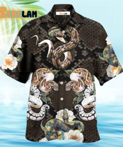 Snake Ball Python Flower Tropical Hawaiian Shirt