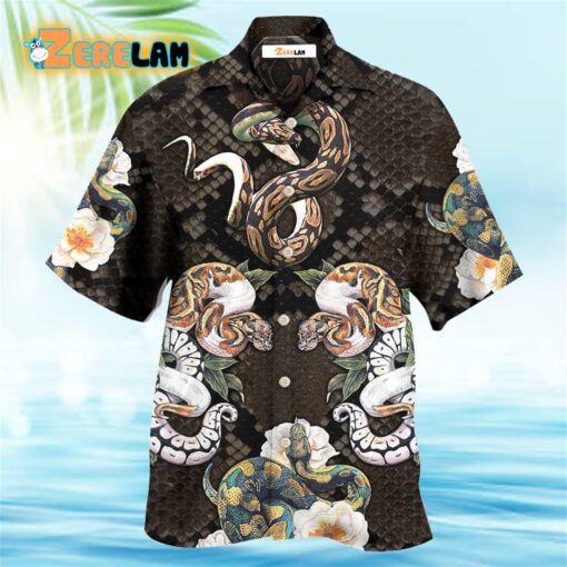 Snake Ball Python Flower Tropical Hawaiian Shirt