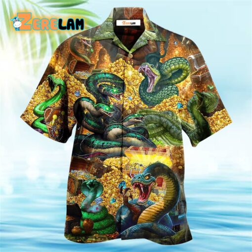 Snake Love Gold Cool Hawaiian Shirt