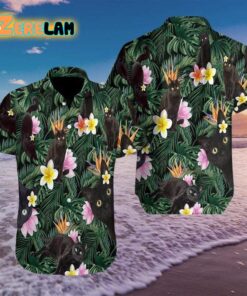 So Cute Black Cat Tropical Hawaiian Shirt