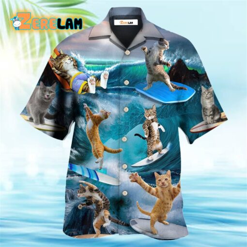 Surfing Cute Cats Style Hawaiian Shirt
