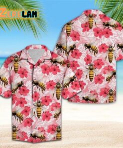 Tropical Flowers Bee Hibiscus Hawaiian Shirt
