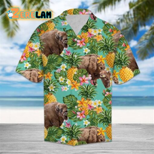 Tropical Pineapple Bison Hawaiian Shirt