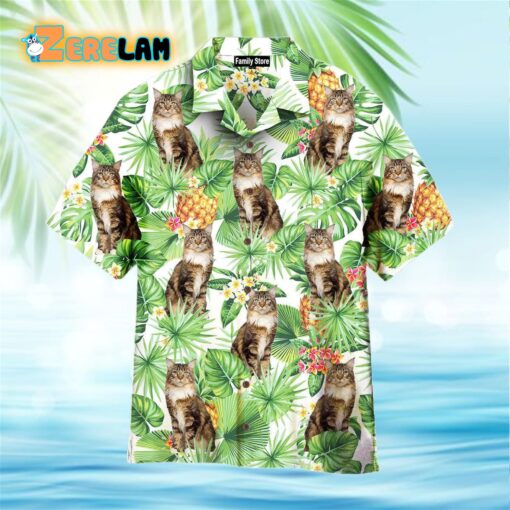 Tropical Pineapple Maine Coon Cat Hawaiian Shirt