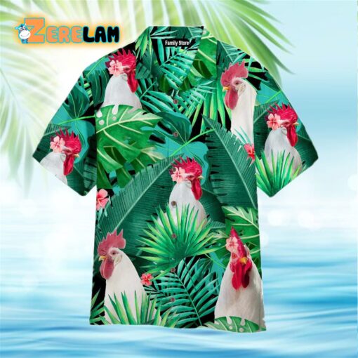 Tropical White Rooster Hawaiian Shirt