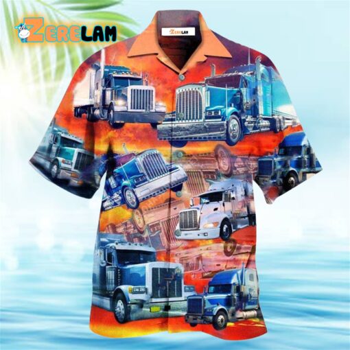 Truck Real Men Drive Big Trucks In The Sunset Hawaiian Shirt