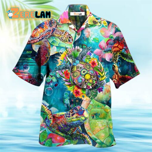 Turtle Colorful Love Sea Hawaiian Shirt