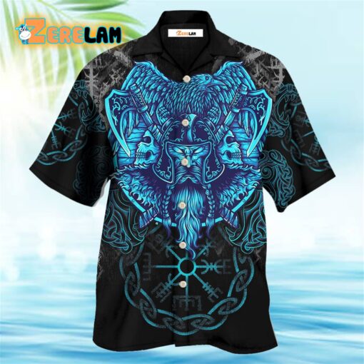 Viking King Blue Art Hawaiian Shirt