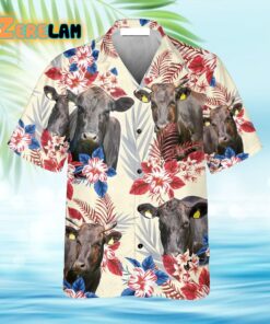 Wagyu Pattern US Flag Farm Cow Hawaiian Shirt