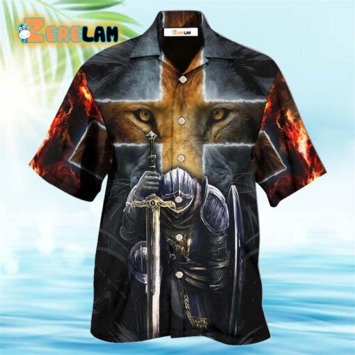 Warrior Of Christ Lion Cross Hawaiian Shirt