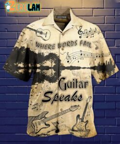 Where Words Fail Guitar Speaks Vintage Hawaiian Shirt