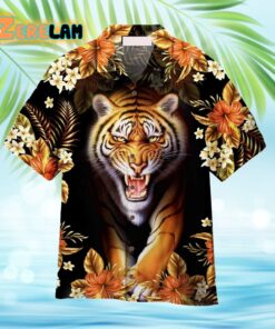 Wild Tiger Hibiscus Flowers Tropical Hawaiian Shirt