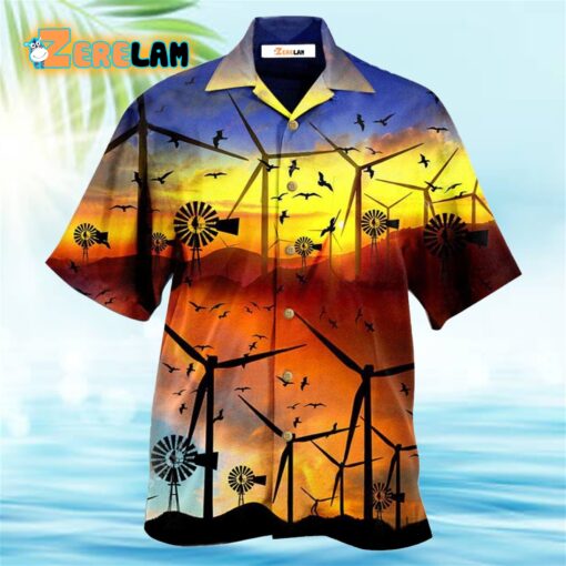 Wind Turbine A Green Planet Is A Clean Planet Hawaiian Shirt