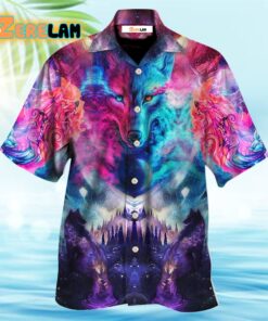 Wolf Colorful Loves Over Night Hawaiian Shirt