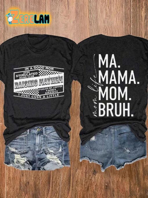 Women’S Ma Mama Mom Bruh Print Casual T-Shirt