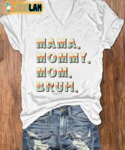 WomenS Mama Mommy Mom Bruh Print Casual T Shirt 2