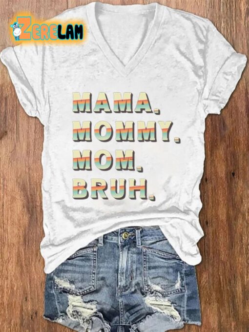 Women’S Mama Mommy Mom Bruh Print Casual T-Shirt