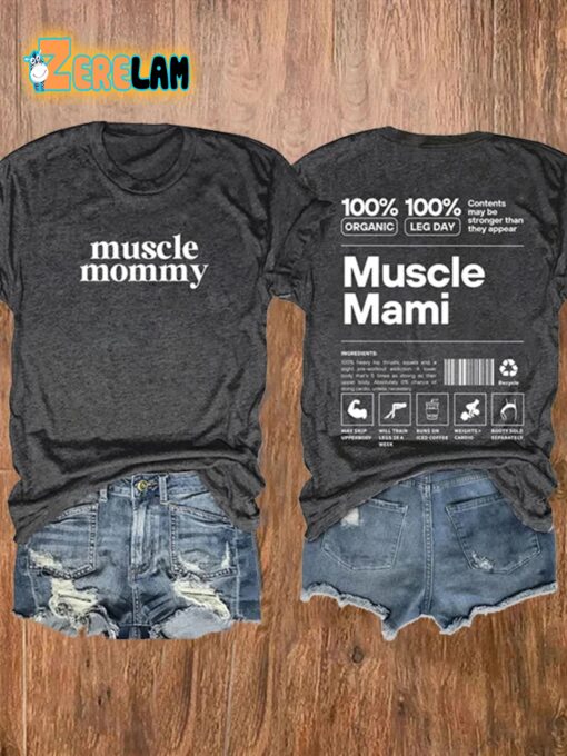 Women’S Muscle Mommy Gym Pump Cover Print Casual T-Shirt