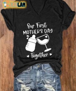 WomenS Our First Mothers Day Print Casual T Shirt 2