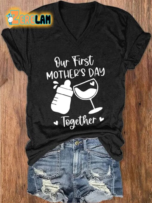 Women’S Our First Mother’s Day Print Casual T-Shirt