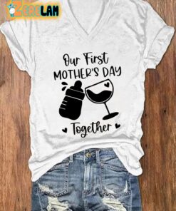 WomenS Our First Mothers Day Print Casual T Shirt 3