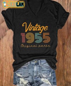 Womens 69th Birthday Printed V Neck T Shirt 1