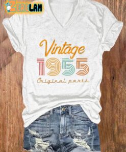 Womens 69th Birthday Printed V Neck T Shirt 2