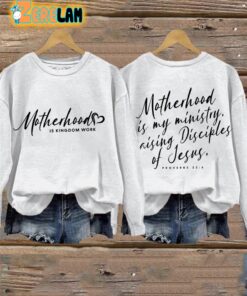 Womens Motherhood Is My Ministry Print Sweatshirt 3