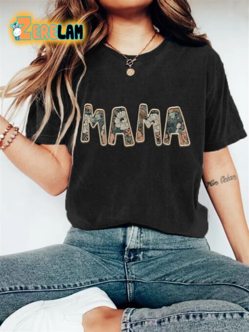 Women’s Mother’s Day Floral Mama Print T-Shirt