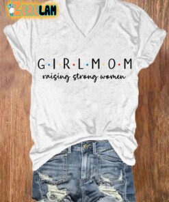 Womens Mothers Day Girlmom Printed Casual T Shirt 2