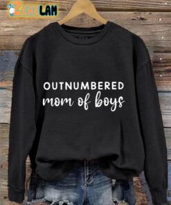 Womens Outnumbered Mom Of Boys Print Sweatshirt 1