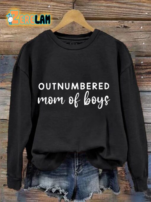 Women’s Outnumbered Mom Of Boys Print Sweatshirt